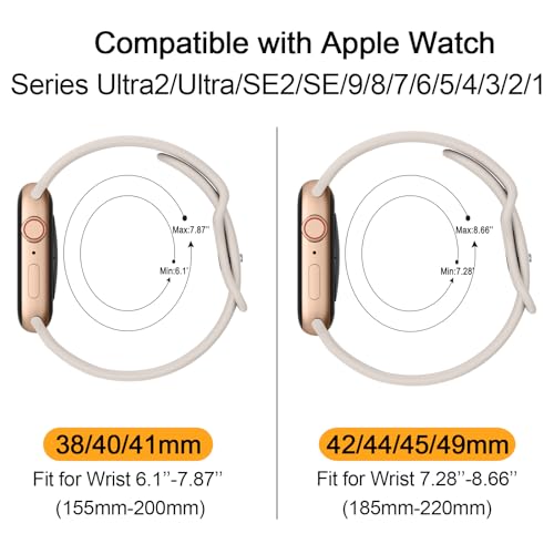 Tobfit Soft Floral Strap for Apple Watch Straps 44mm 42mm 45mm 49mm 41mm 40mm 38mm for Women(WATCH NOT INCLUDED), Flower Engraved Silicone Strap for iWatch Series SE 9 8 7 6 5 4 3 2 1 Ultra(Starlight) - Image 3