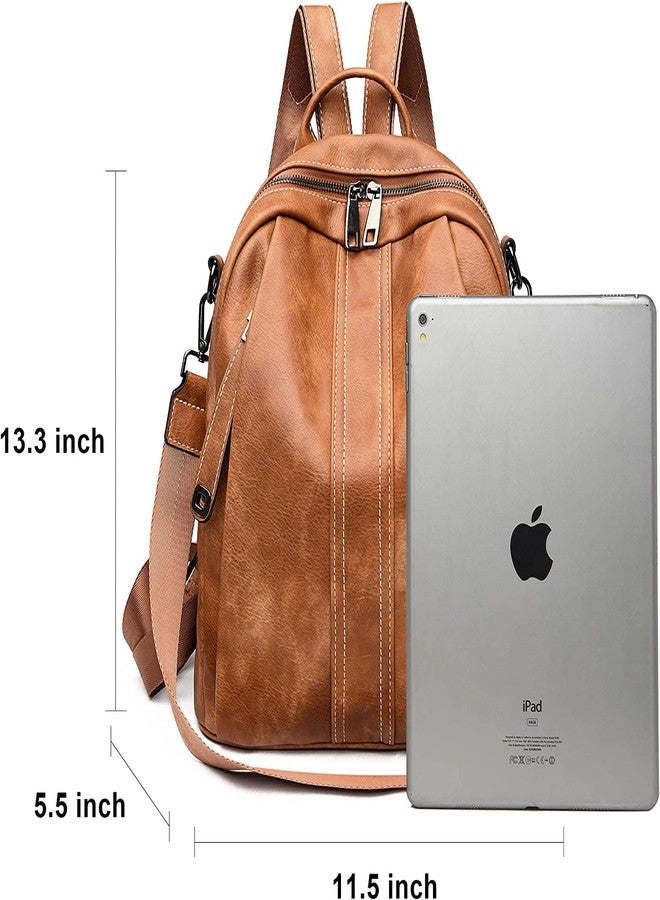 MUCHOVA Women Fashionable Vegan Leather Backpack With Shoulder Sling Handbag And Purses (Tan) - Image 5