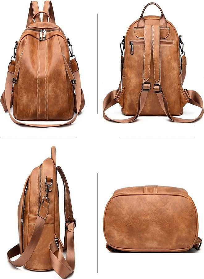 MUCHOVA Women Fashionable Vegan Leather Backpack With Shoulder Sling Handbag And Purses (Tan) - Image 2