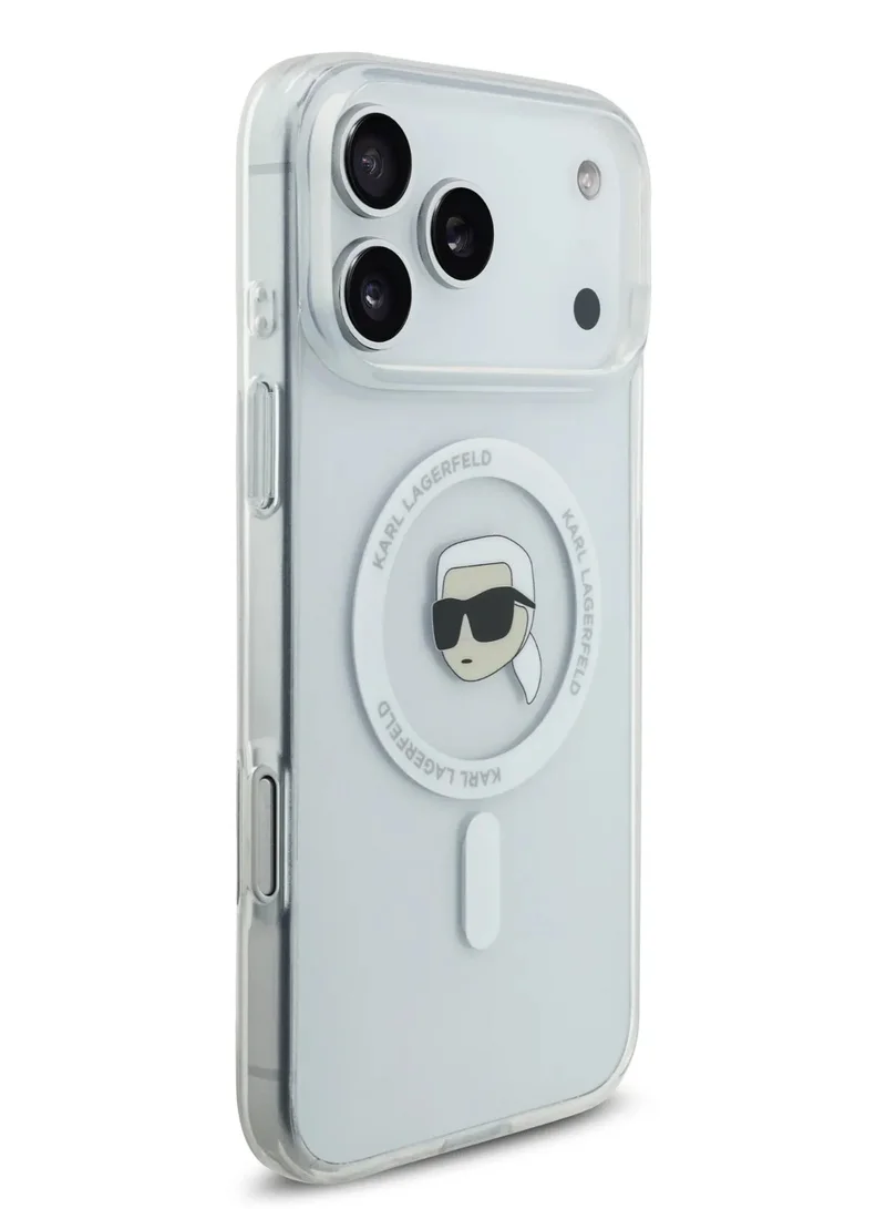 كارل لاغرفيلد جراب MagSafe لهاتف iPhone 17 Pro Max IML برأس كارل مطبوع / سهل التركيب / حماية من السقوط / تصميم نحيف / خفيف الوزن / غطاء خلفي - شفاف