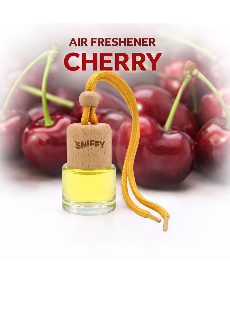 Sniffy Cherry Car Hanging Air Freshener Bottle, Long Lasting Natural Fragrance Diffuser for Car Rear View Mirror, Spill Proof Aromatherapy Perfume Oil, Odor Eliminator for Car Home Office Bedroom, Organic Alcohol Free Air Freshener Bottle Interior Use - Image 2