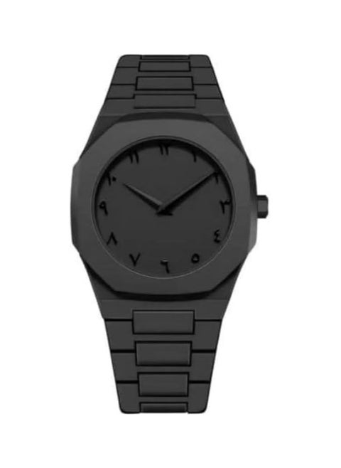 Minimalist Black Analog Watch with Arabic Numerals – Unisex, Matte Finish