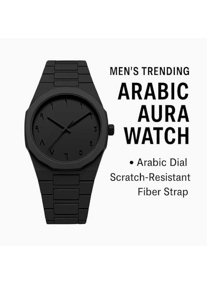 ENMAC - Minimalist Black Analog Watch with Arabic Numerals – Unisex, Matte Finish - Image 1