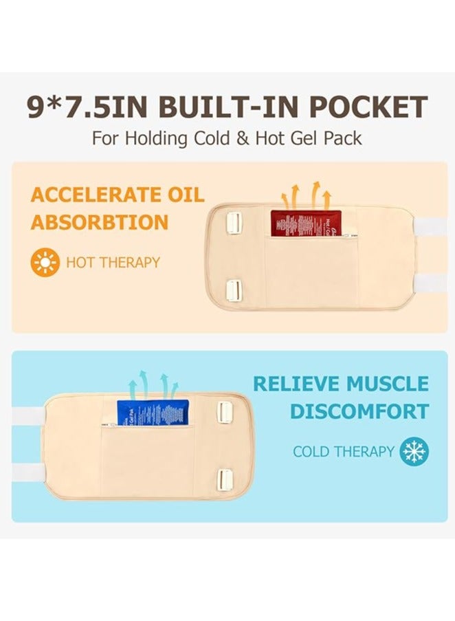 general Women's Castor Oil Pack, 6 Pieces Reusable Organic Cotton Neck, Waist, Chest and Knee Compression Pack Adjustable elastic bands for liver detoxification, insomnia, constipation and inflammation - Image 4