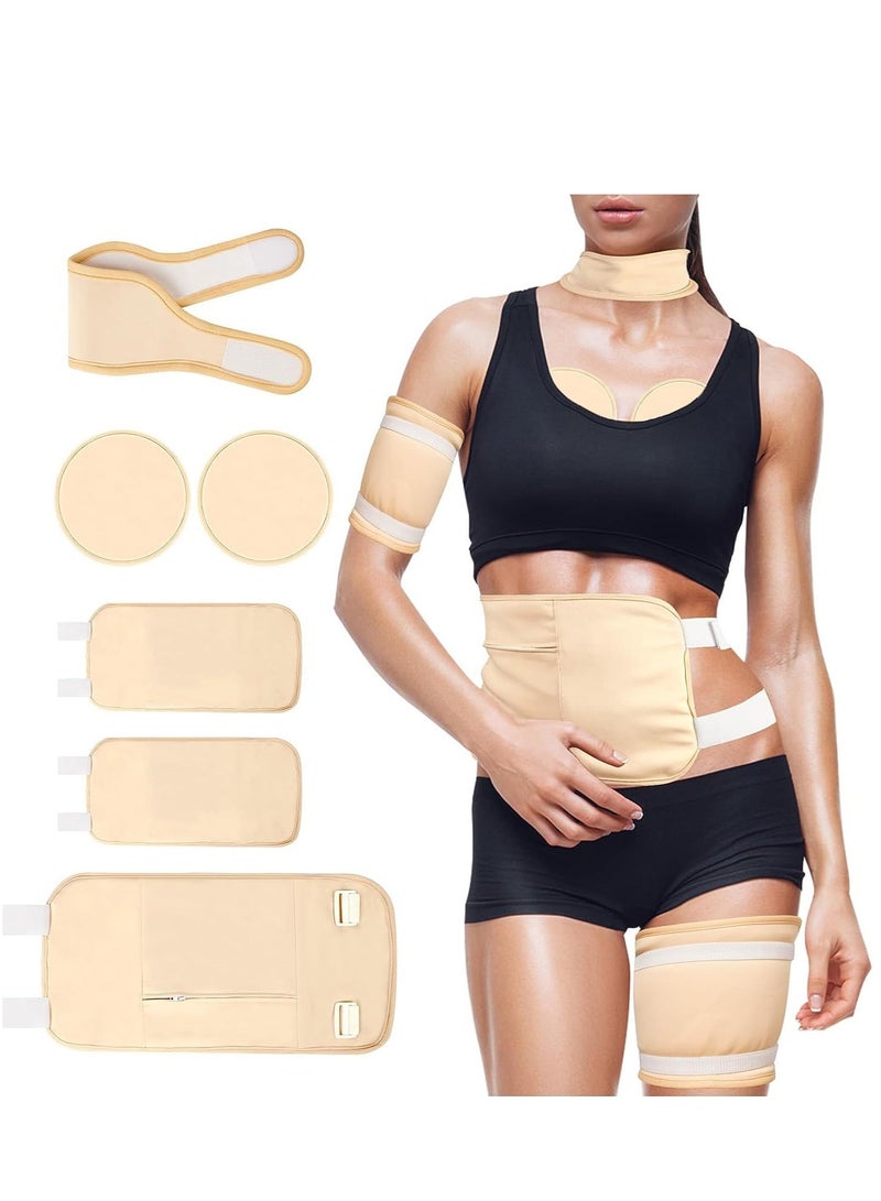 general Women's Castor Oil Pack, 6 Pieces Reusable Organic Cotton Neck, Waist, Chest and Knee Compression Pack Adjustable elastic bands for liver detoxification, insomnia, constipation and inflammation - Image 1