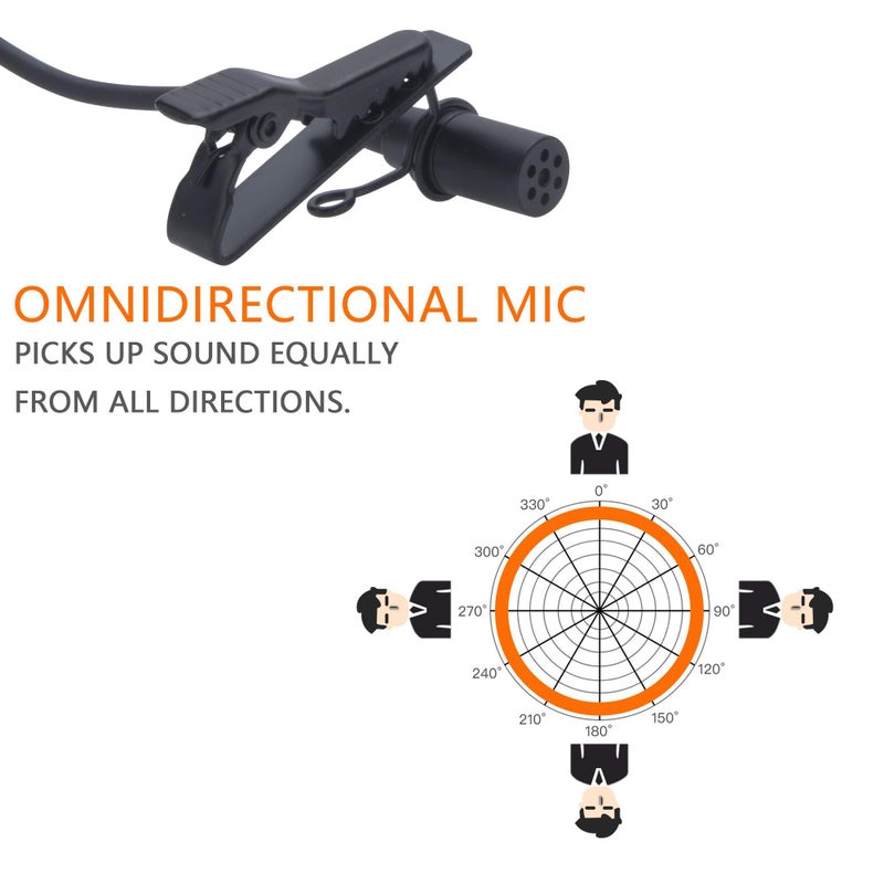 COMICA ميكروفون لافاليير كوميك XLR، CVM-V02O ميكروفون لافاليير متعدد الاتجاهات، مجموعة ميكروفون للتسجيل والمقابلات لكاميرات الفيديو Zoom H4n H5 H6 Tascam DR 40 DR100 (5.9 قدم، عبوة واحدة) - Image 3