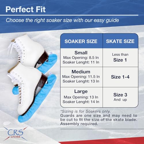CRS Cross Ice Skate Guards, Soakers and Towel Gift Set. Essential Ice Skating Hard Guard and Soft Skate Blade Cover Accessories for Figure Skating or Hockey (Bracket Blue, Medium) - Image 3
