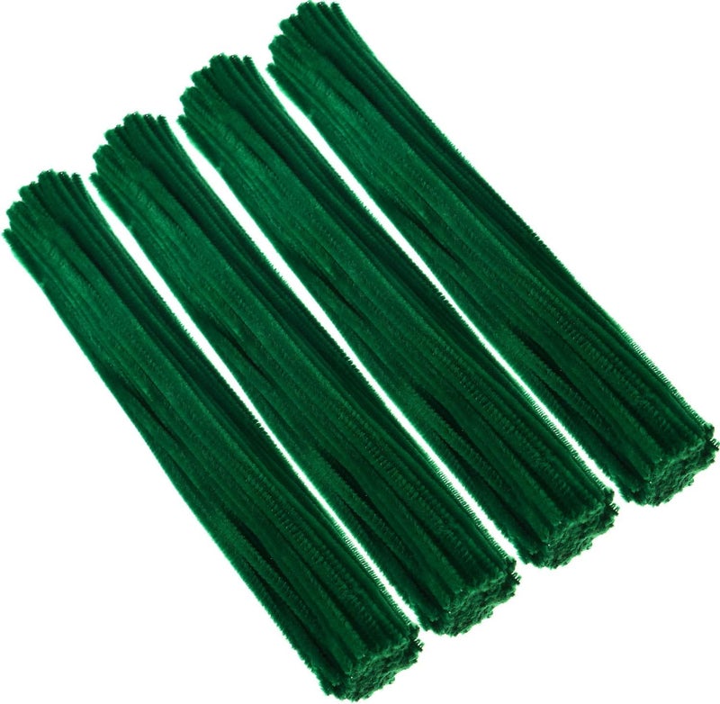 BBTO 400 Pieces Green Pipe Cleaners Jumbo Fluffy Chenille Stem for DIY Craft Festival Decorations - Image 3