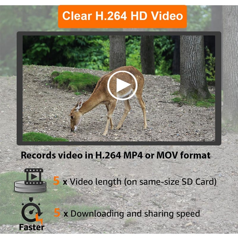 GardePro كاميرا جارد برو A3S، كاميرا ألعاب 64 ميجابكسل 1296p مع رؤية ليلية واضحة حتى 100 قدم بدون توهج، سرعة تفعيل سريعة 0.1 ثانية، مقاومة للماء، فيديو H.264 MP4 - Image 4
