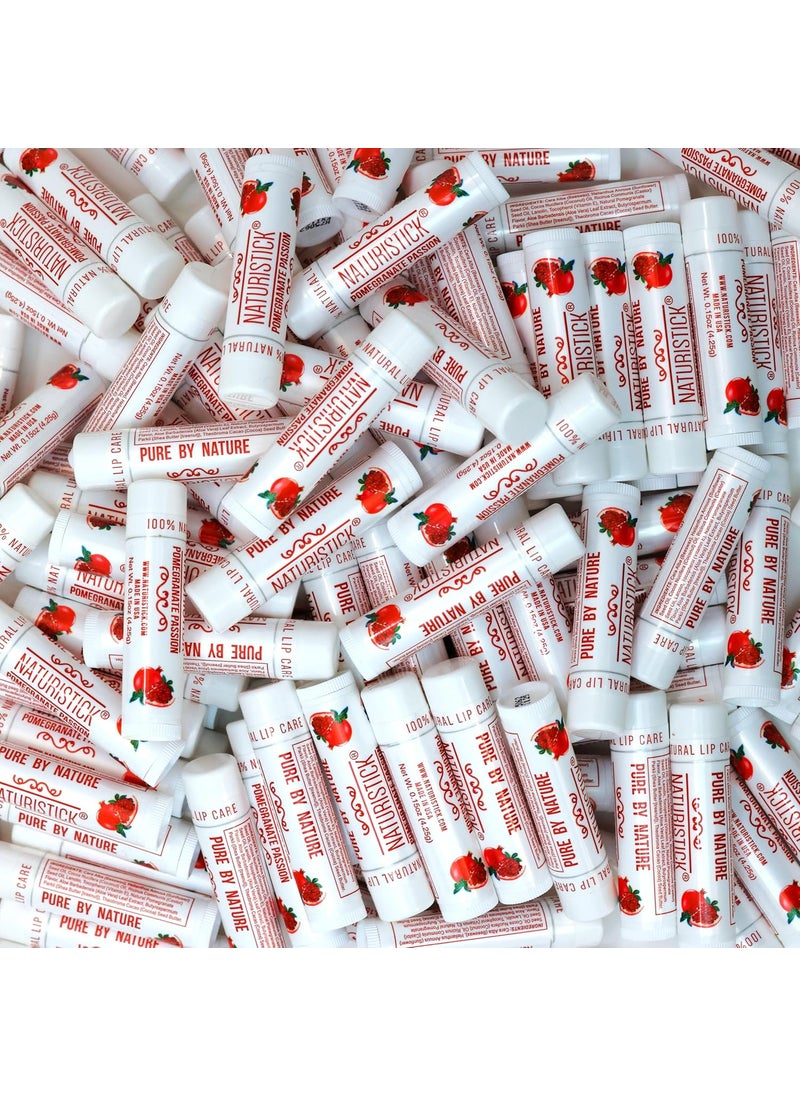 Naturistick 150Pack Lip Balm in Bulk by Naturistick Pomegranate Scent 100 Natural Ingredients Best Beeswax Chapstick for Dry Chapped Lips Made in USA 