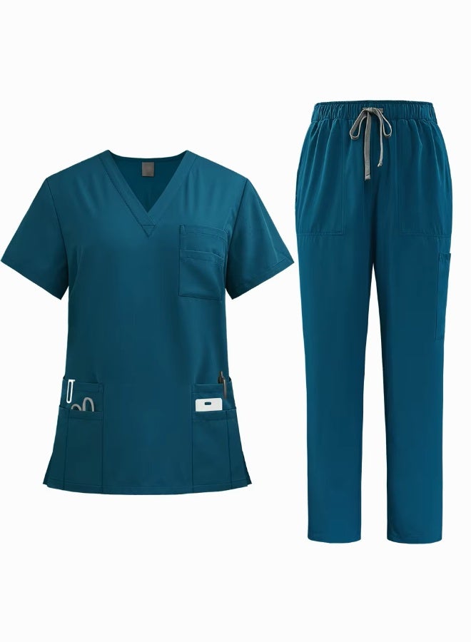 Perfectory Scrub Uniform Set Unisex V-Neck- Teal - Image 1