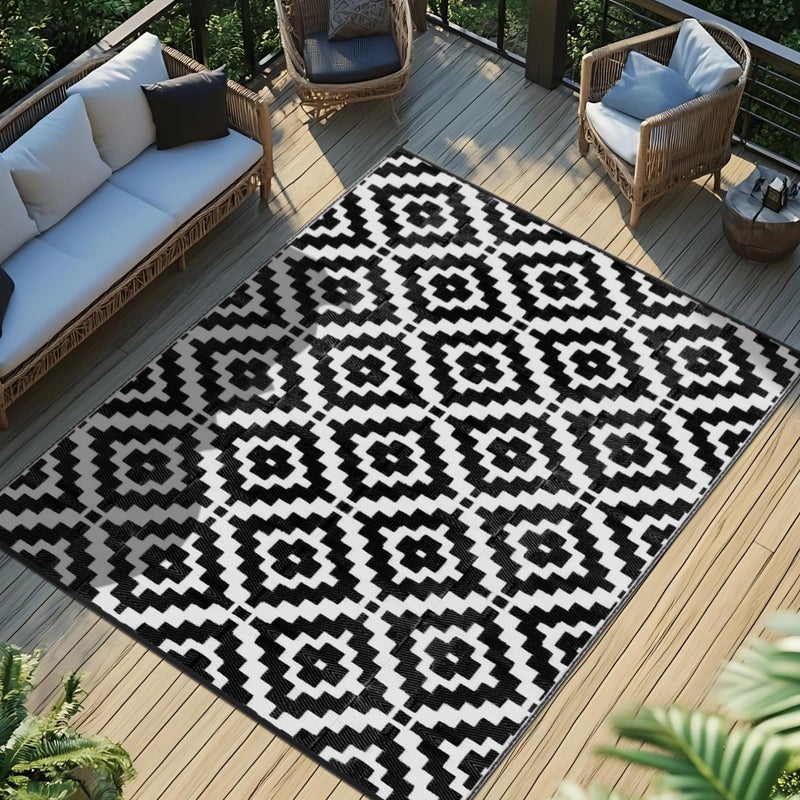 Favoyard Outdoor Rug 5x8 ft Waterproof Reversible Patio Plastic Straw Rugs for Decor Clearance Outside Large RV Camping Area Carpet Mat for Porch Deck Balcony Pool Backyard Picnic Beach Camper Door - Image 1