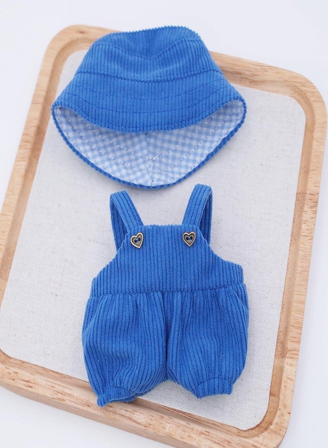 Etistta 6.7 inch Doll Clothes with Hat, Corduroy Bib Pants Overalls for 17cm Doll Accessories Outfits (Blue) - Image 2