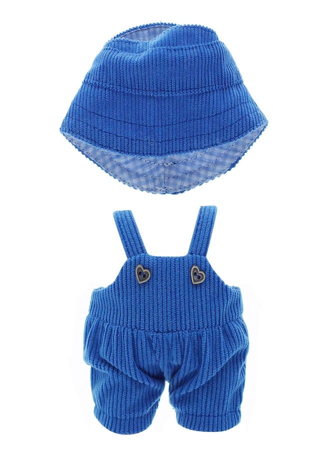 Etistta 6.7 inch Doll Clothes with Hat, Corduroy Bib Pants Overalls for 17cm Doll Accessories Outfits (Blue) - Image 1