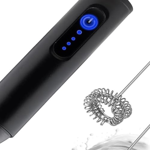 Bonsenkitchen Rechargeable Milk Frother & Coffee Whisker with Dual Spring Tech |Coffee Frother Electric Blender Mixer |Hand Blender |Coffee Maker and Beater Electric (Black 2) - Image 2