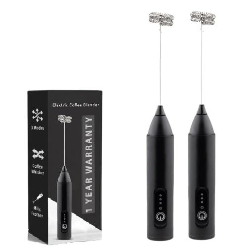Bonsenkitchen Rechargeable Milk Frother & Coffee Whisker with Dual Spring Tech |Coffee Frother Electric Blender Mixer |Hand Blender |Coffee Maker and Beater Electric (Black 2) - Image 1