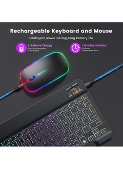 Rock Pow Ultra-slim Bluetooth Arabic English Keyboard and Mouse Combo for iPad Rechargeable Wireless Keyboard & Mouse with 7-Color Backlit Compatible with iPad 9th/8th Gen iPad Pro/Air/Mini iPhone14/13/12 Pro  - Image 4
