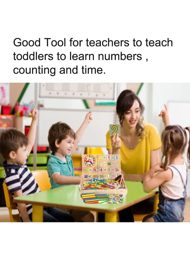 WAHA TOYS Wooden Math Learning Box for Kids – Number Cards, Counting Sticks, Clock & Blackboard | Educational Montessori Toy for Early Math Skills - Image 5