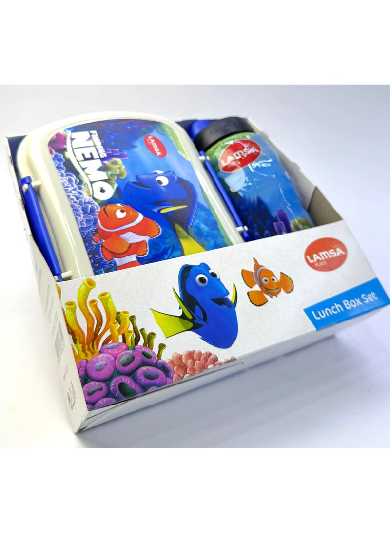 لمسة بلاست علبة حفظ الغذاء لانش بوكس مع ملعقة وشوكة  مع زجاجة  من لمسه بلاست - Image 3