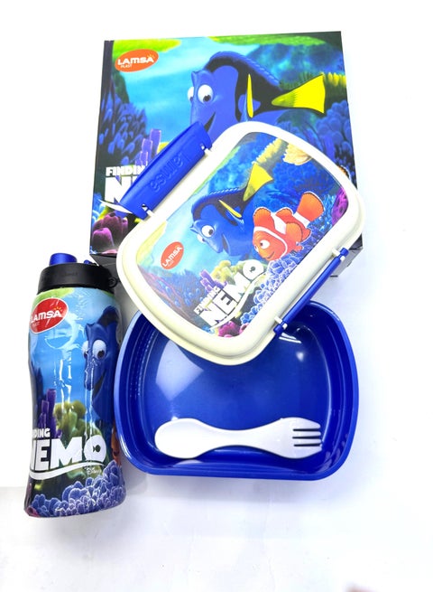 علبة حفظ الغذاء لانش بوكس مع ملعقة وشوكة  مع زجاجة  من لمسه بلاست