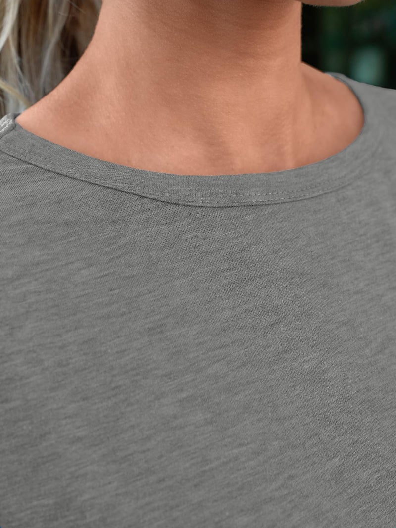 AUTOMET Women's Soft Basic Short Sleeve T-Shirt, Round Neck Tops Summer Casual Tee for Spring Shirts Clothes Everyday Wear 02_Grey L - Image 5