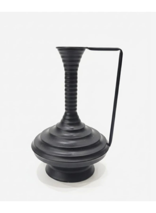 AKDC Modern Black Metal Vase – 26 cm Stylish Home Décor Accent - Image 1