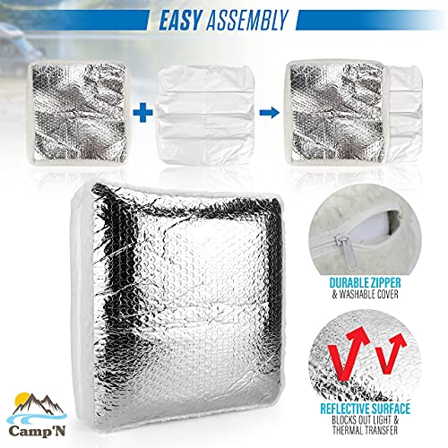 Camp'N 14" x 14" RV Vent Insulator - RV Skylight Insulator Universal Camper Skylight Cover and RV Insulation for Skylight - 1 Pack Camper Vent Insulator - Image 3