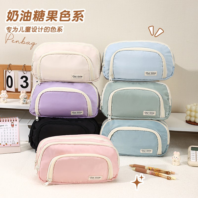 In-Stock New Stationery Box For Female Elementary School Students, Middle School Students, High School Pencil Case, Ins Large Capacity Simple Japanese-Style Pen Bag - Image 2
