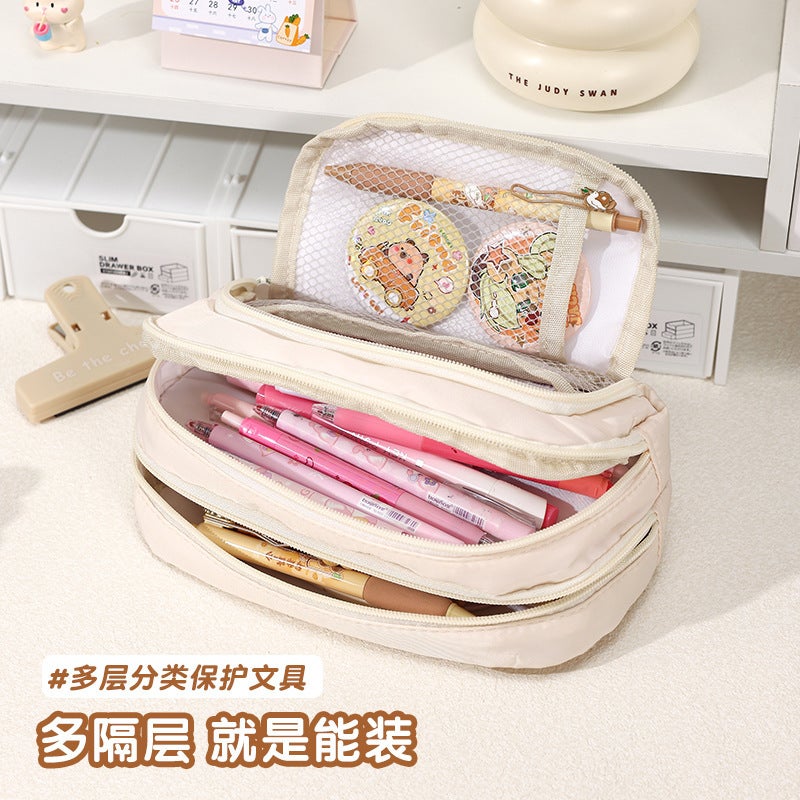 In-Stock New Stationery Box For Female Elementary School Students, Middle School Students, High School Pencil Case, Ins Large Capacity Simple Japanese-Style Pen Bag - Image 5