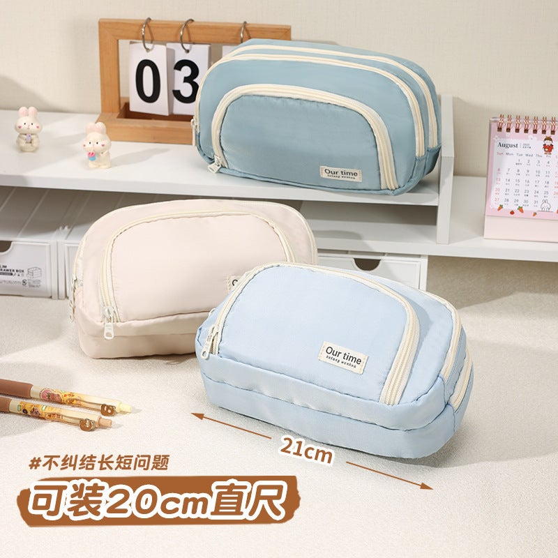 In-Stock New Stationery Box For Female Elementary School Students, Middle School Students, High School Pencil Case, Ins Large Capacity Simple Japanese-Style Pen Bag - Image 3