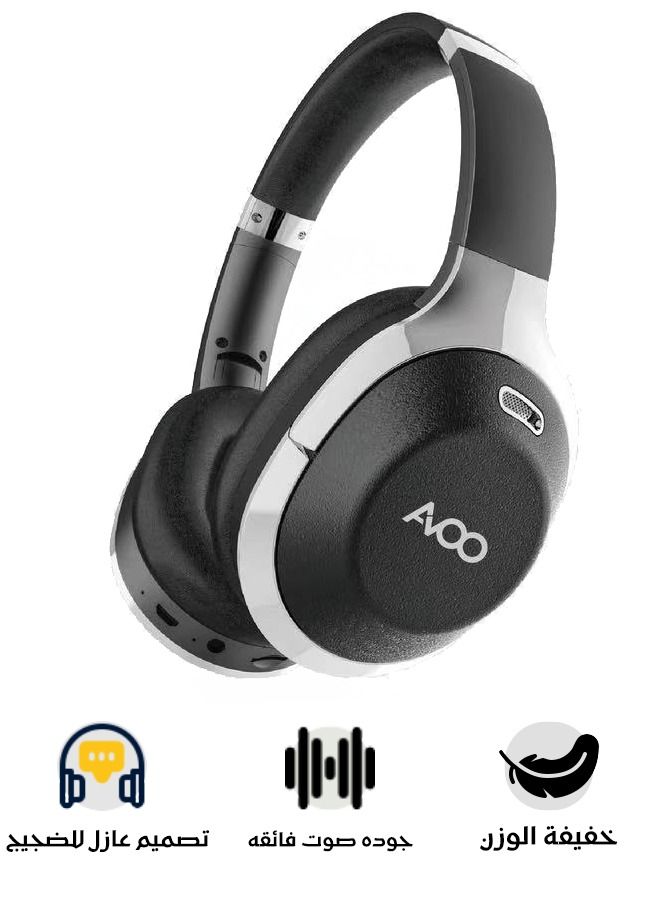 AVOO Bluetooth Wireless Headset Over-Ear Headphone EP206 With Mic Silver/Black - Image 2