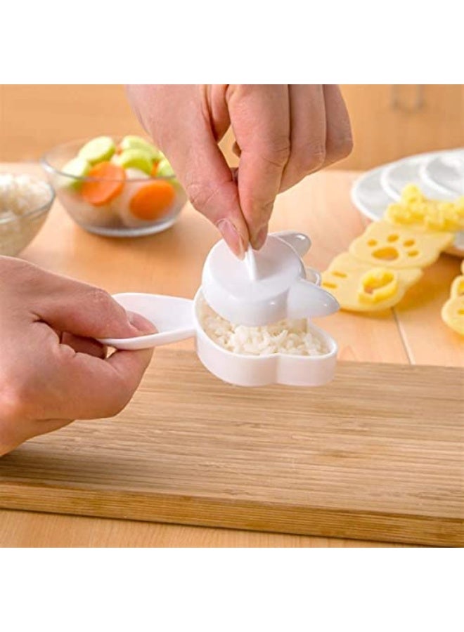 4 In 1 Rice Ball Molds for Kids, Sushi Mold, Rice Shaper Onigiri Mold, Sandwich Mould, Bento Accessories, DIY Kitchen Tools with Nori Seaweed Punch Cutter, Cute Pattern (cat) - Image 3