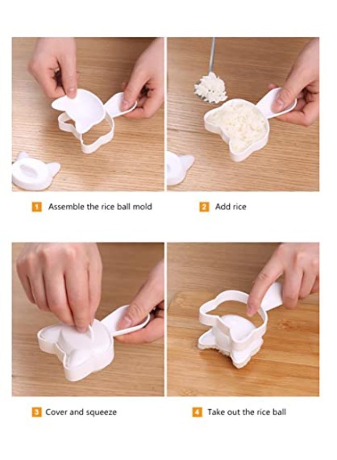4 In 1 Rice Ball Molds for Kids, Sushi Mold, Rice Shaper Onigiri Mold, Sandwich Mould, Bento Accessories, DIY Kitchen Tools with Nori Seaweed Punch Cutter, Cute Pattern (cat) - Image 4