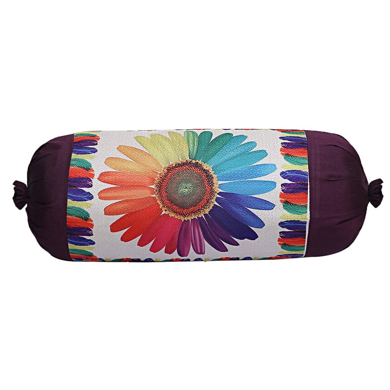 Kuber Industries Kuber Industries Sun Flower Design Cotton 2 Pieces Bolster Cover Set Cream CTKTC013659  - Image 4
