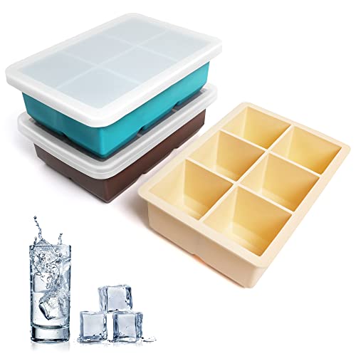 Excnorm Silicone Ice Cube Trays 3 Pack - Large Size Silicone Ice Cube Molds with Leak Proof Removable Lid Square Ice Cube Tray And BPA Free for Cocktail,Whiskey, Stackable Flexible Ice - Image 2