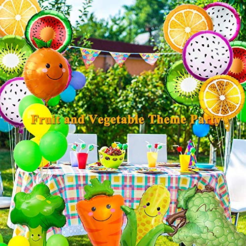 LZYMSZ 12PCS Fruit Vegetable Foil Helium Mylar Balloons, Corn Carrot Orange Tomato Broccoli Strawberry Grape Banana Watermelon Kiwi Party Decoration Supplies for Baby Shower Birthday Christmas Kids Gift - Image 5