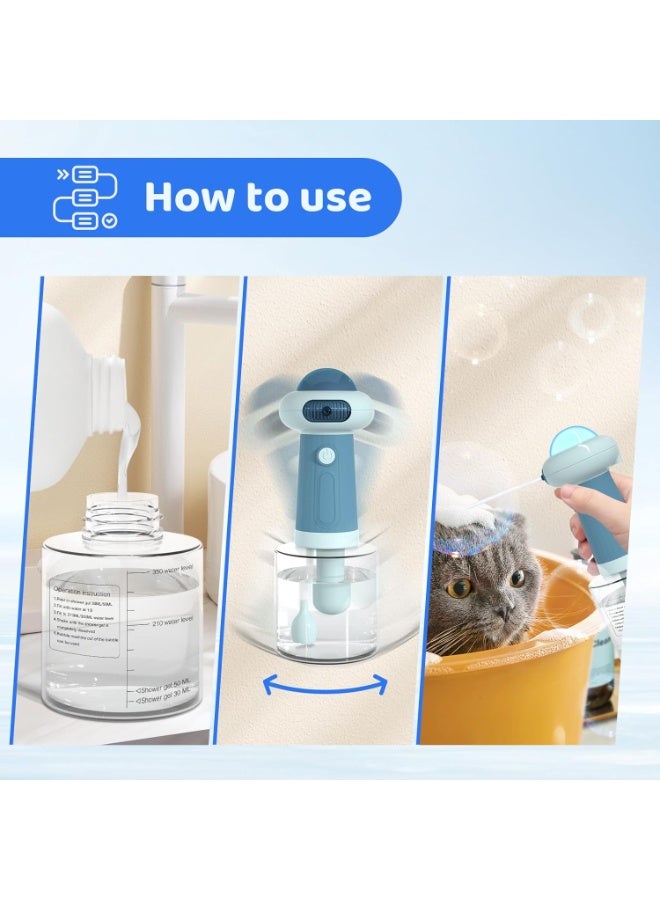 Dog Shampoo Dispenser, UFO Dog Shampoo Sprayer, Electric Foaming Shampoo Dispenser for Dog and Cat Washing, for Bathtub, Kitchen Sink, Bathroom Cleaning, Blue - Image 4