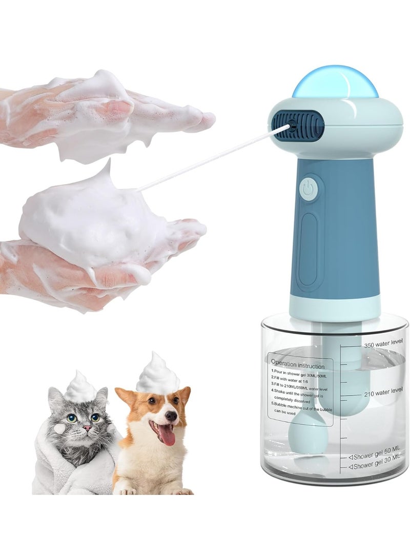 Dog Shampoo Dispenser, UFO Dog Shampoo Sprayer, Electric Foaming Shampoo Dispenser for Dog and Cat Washing, for Bathtub, Kitchen Sink, Bathroom Cleaning, Blue - Image 1