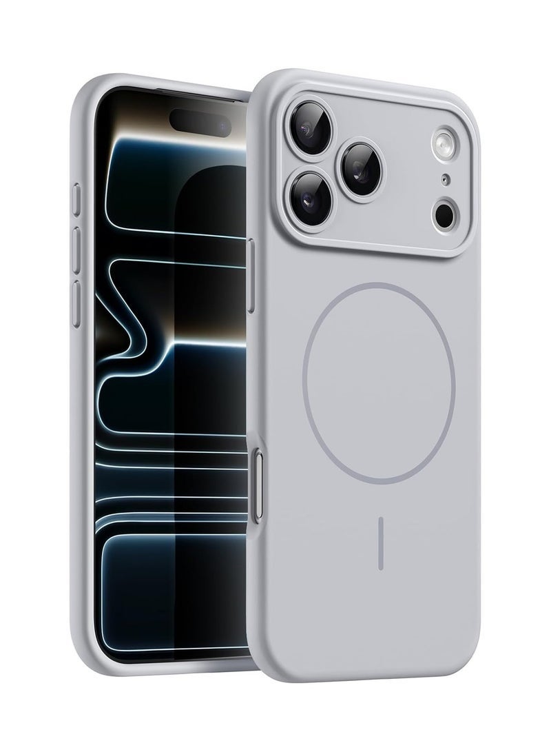 ELTRAZONE Silicone Case for iPhone 17 Pro with MagSafe | Magnetic Charging Compatible | Slim Liquid Silicone Shockproof Protective Cover with Soft Microfiber Lining (Grey) - Image 1