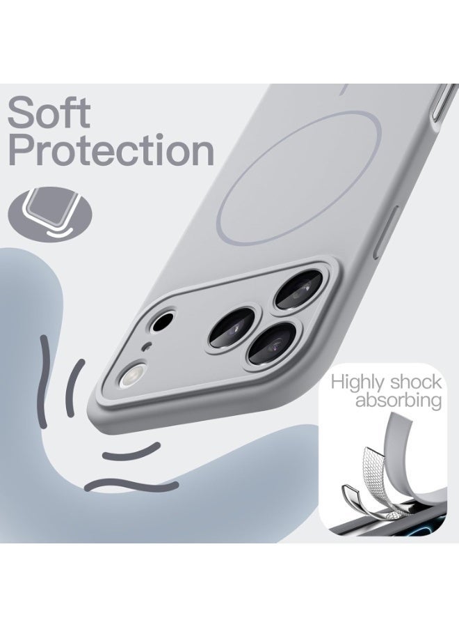 ELTRAZONE Silicone Case for iPhone 17 Pro with MagSafe | Magnetic Charging Compatible | Slim Liquid Silicone Shockproof Protective Cover with Soft Microfiber Lining (Grey) - Image 2