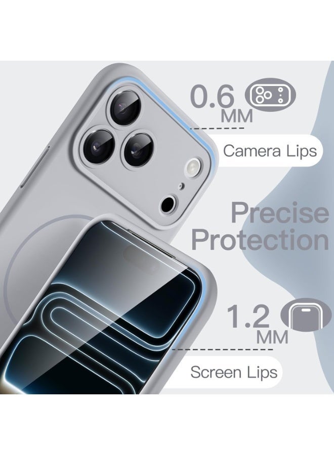 ELTRAZONE Silicone Case for iPhone 17 Pro with MagSafe | Magnetic Charging Compatible | Slim Liquid Silicone Shockproof Protective Cover with Soft Microfiber Lining (Grey) - Image 4