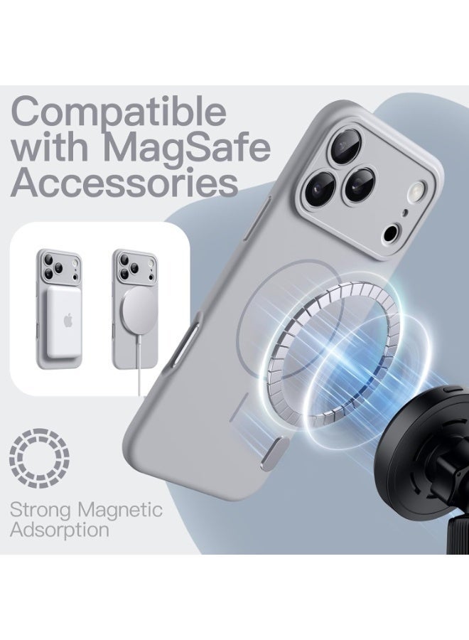 ELTRAZONE Silicone Case for iPhone 17 Pro with MagSafe | Magnetic Charging Compatible | Slim Liquid Silicone Shockproof Protective Cover with Soft Microfiber Lining (Grey) - Image 3
