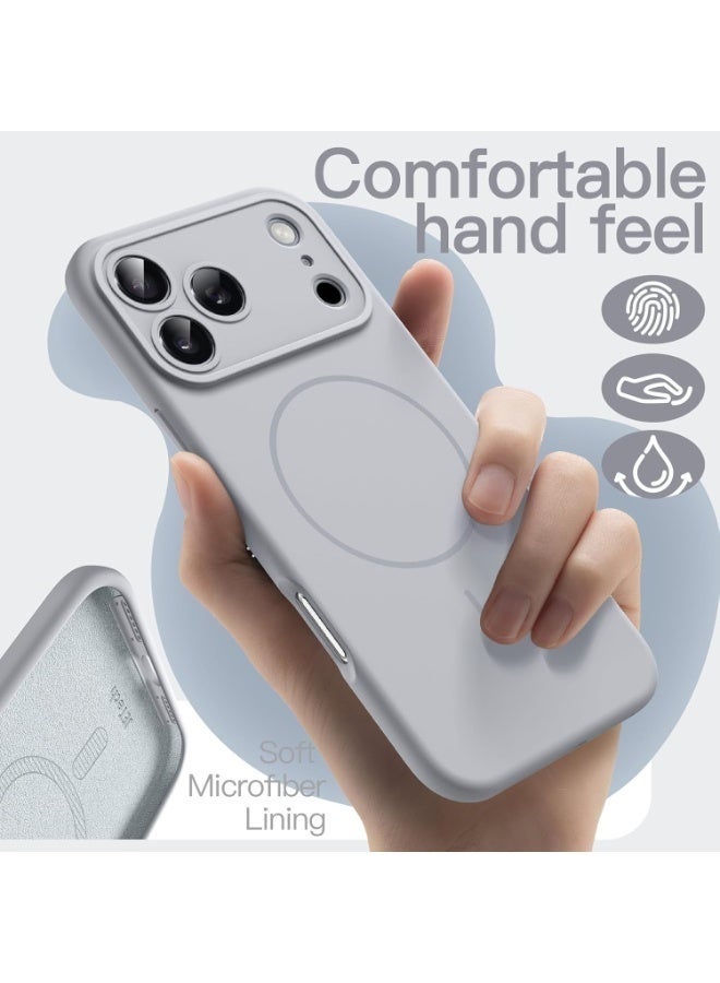 ELTRAZONE Silicone Case for iPhone 17 Pro with MagSafe | Magnetic Charging Compatible | Slim Liquid Silicone Shockproof Protective Cover with Soft Microfiber Lining (Grey) - Image 5