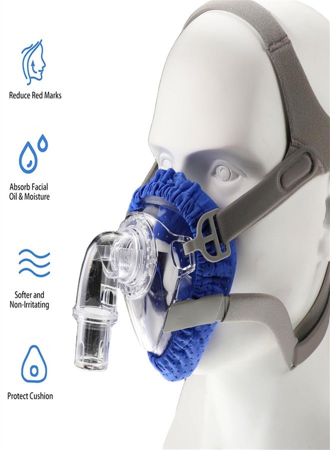 CXWLTT بطانات أقنعة الوجه، عبوة من 4 قطع، وسائد ناعمة لأقنعة جهاز التنفس CPAP، قابلة لإعادة الاستخدام، تغطي الوجه بالكامل، أغطية مبطنة مريحة، تقلل من تسرب الهواء، مقاس واحد يناسب الجميع - Image 2