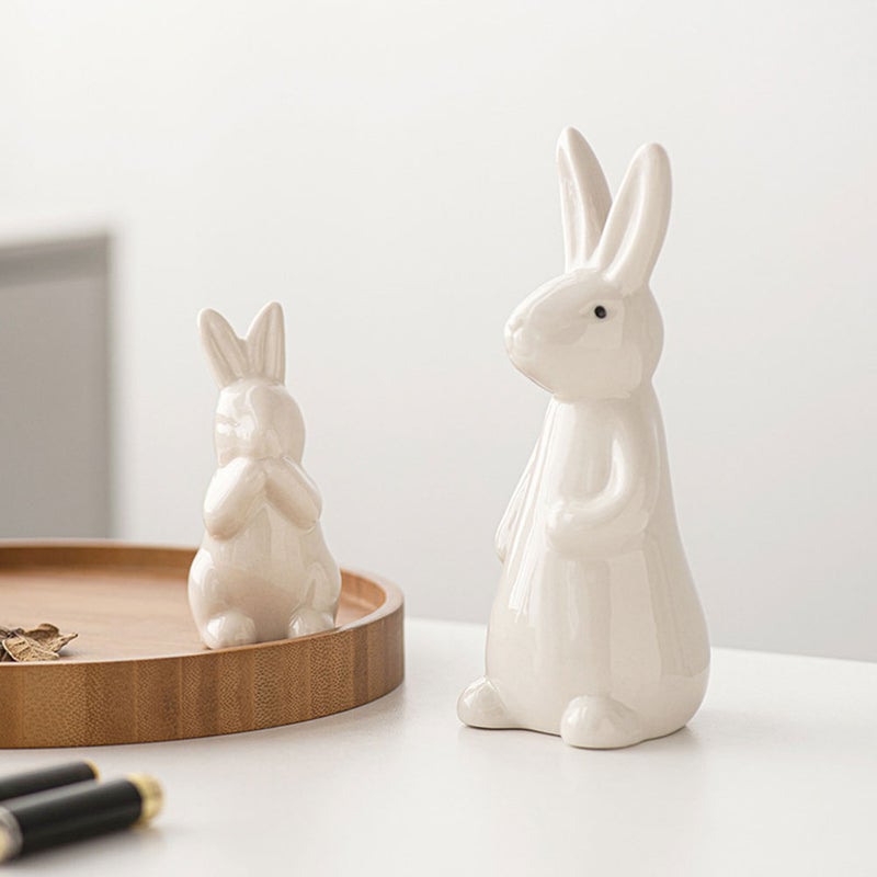 Bunny Shaped Ceramic Decor Tabletop Scene Layout Ceramic Ornament for Home Decor - Image 3