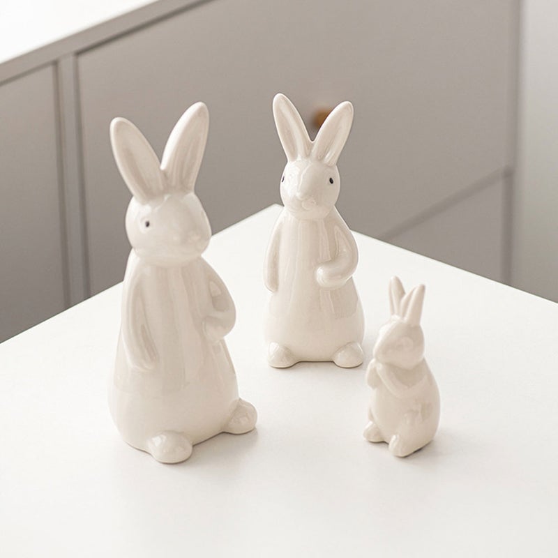 Bunny Shaped Ceramic Decor Tabletop Scene Layout Ceramic Ornament for Home Decor - Image 2