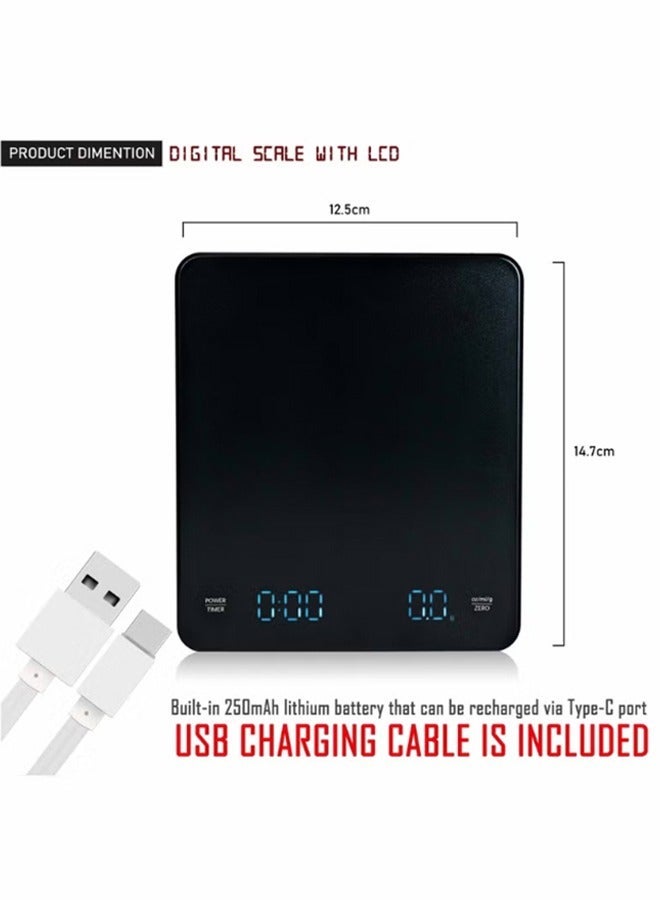 HOMESTAR Digital LED Display Timer Square Rechargable Coffee Scale Pour Over Drip For Kitchen Cooking - Image 3