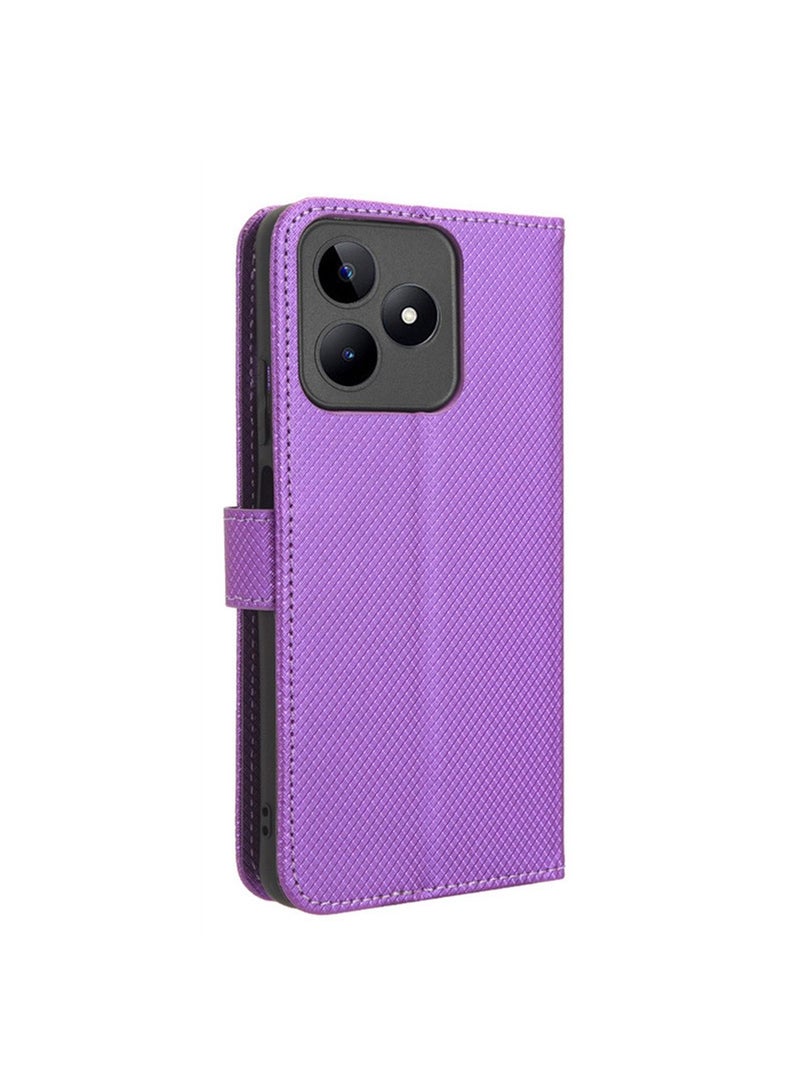 Realme C53 Case Cover PU Leather Flip Wallet Back Cover With Card Slots for Realme C53 Moblie Anti-scratches Anti-drops Anti-fingerprints Accessories Full Body Protection  - Image 2
