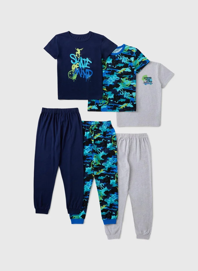 Matalan Boys 3 Pack Skate Pyjama Sets