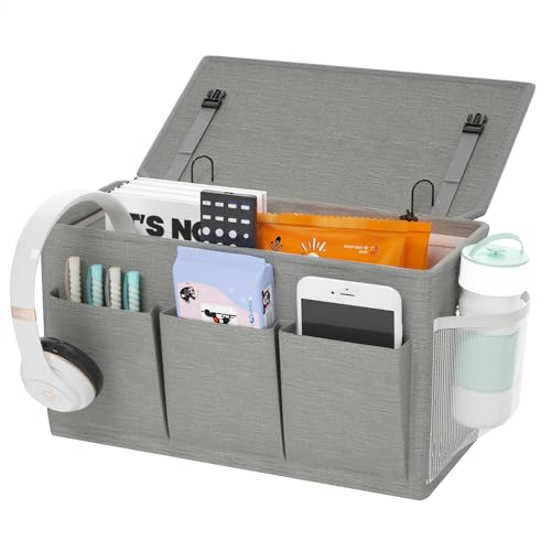 Edudif Dualpurpose Bedside Caddy Bedside Organizer Bed Caddy with 6 Pockets Versatile Bedside Storage Solution Magazine Remotes holder ideal for Home Dorm Hospital Crib Bed - Image 1